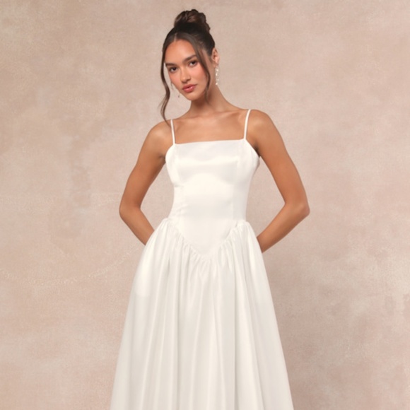 Lulus Bria White Basque Waist Maxi Dress - Size XS - Picture 1 of 4